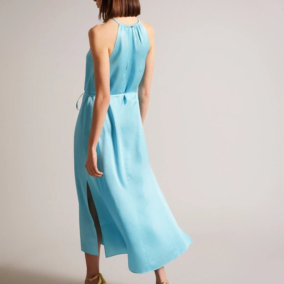 NEW Ted Baker Roxieyy Halterneck Midaxi Dress Blue Sz XS - Picture 6 of 12